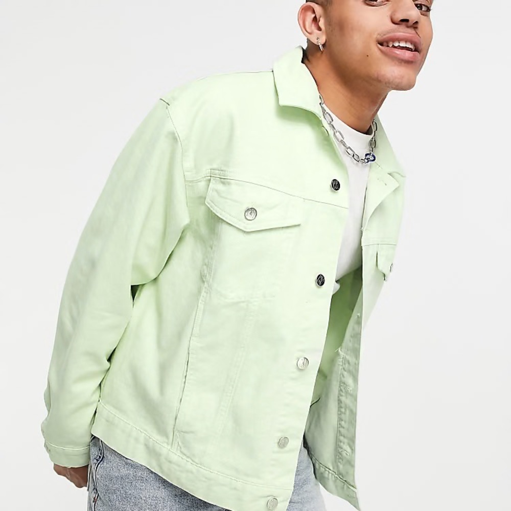 Reclaimed Vintage Trucker Inspired Denim Jacket In Sage Wash Men’s Size Small